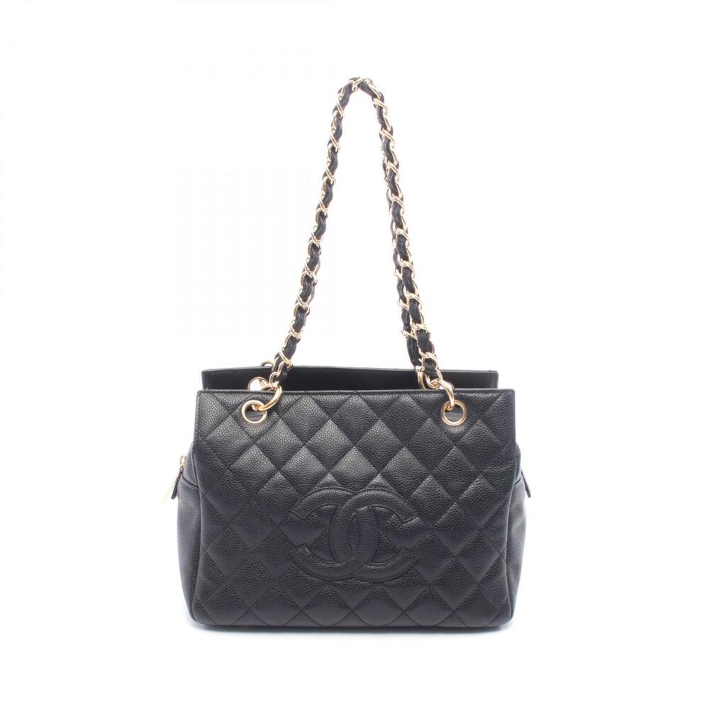 Chanel Matelasse Shoulder Bag Leather Calfskin Cowhide Black